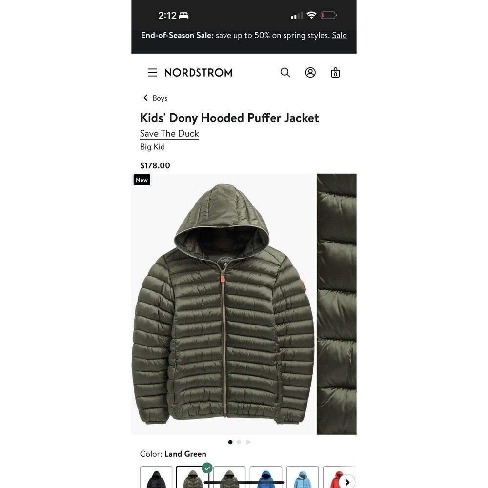 Save the Duck Donny Hooded Nylon Puffer Jacket for Kids Size 12